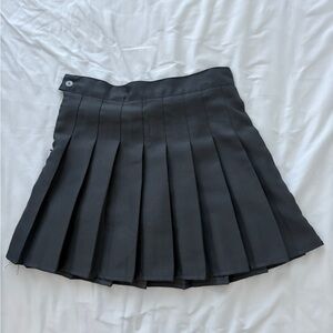 Gray Pleated Skirt with Built-in Shorts